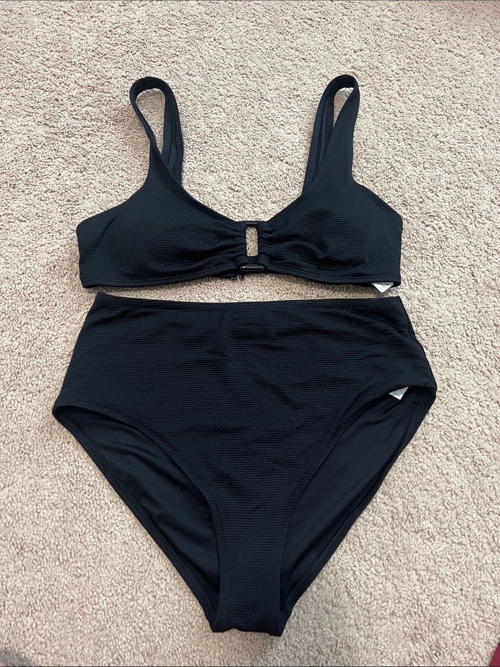 Old Navy Black Textured Bikini Set